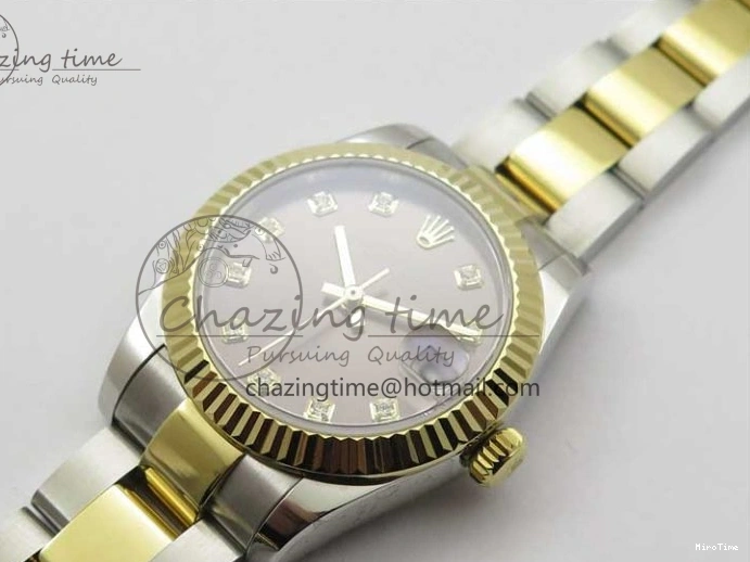 MiroTime 0127 SoftTouch Datejust 31mm 278273 SS YG BP Maker Best Edition Gray Diamonds Dial on SS YG Oyster Bracelet 2715
